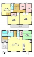 真岡市亀山、中古一戸建ての間取り画像です