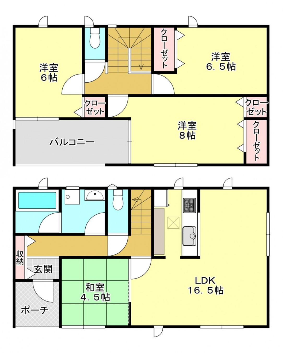 真岡市台町、新築一戸建ての間取り画像です
