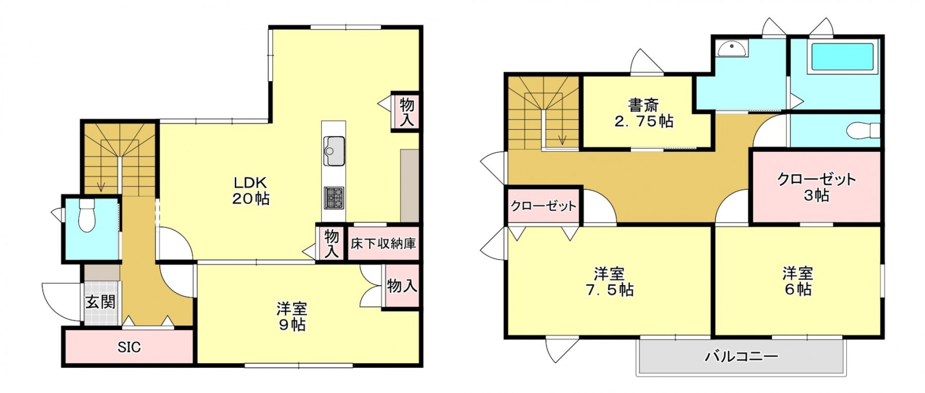河内郡上三川町上蒲生、中古一戸建ての間取り画像です