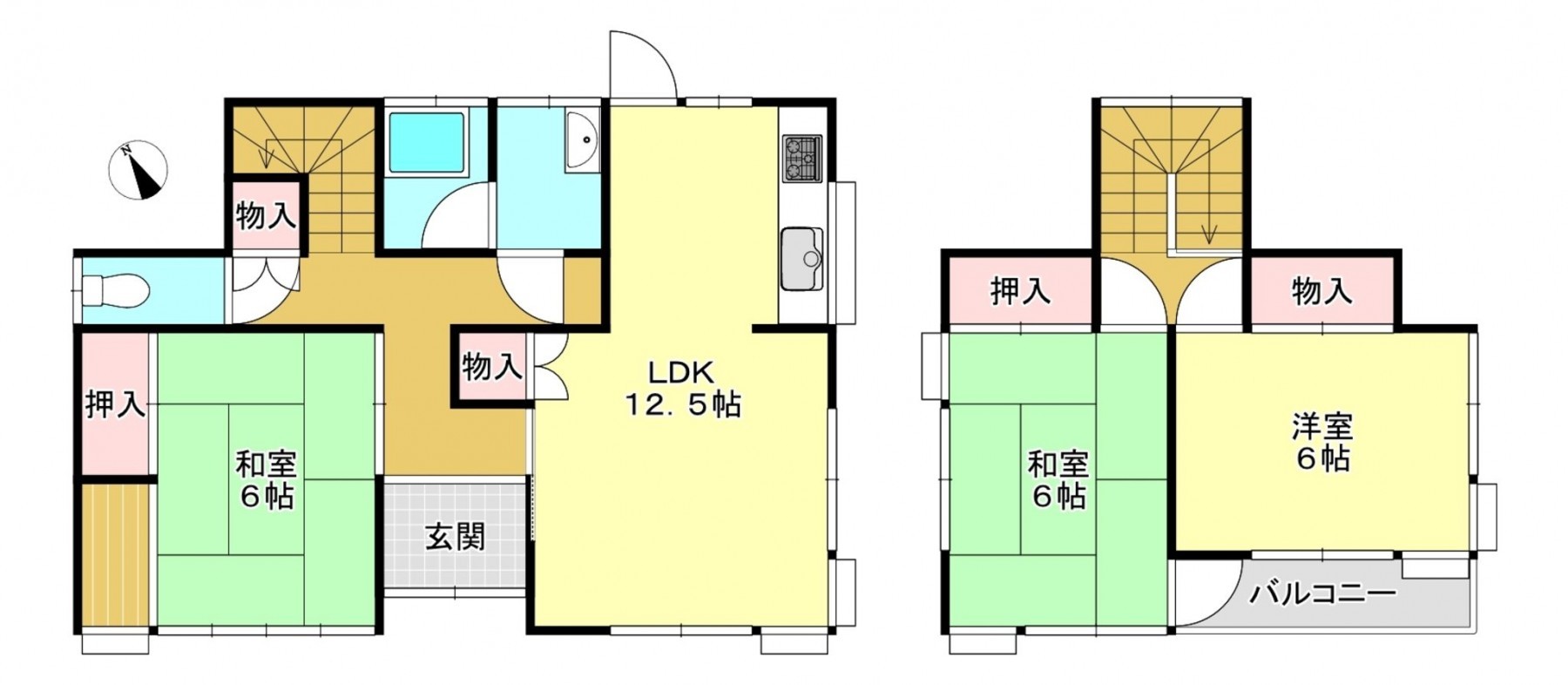 真岡市長田、中古一戸建ての間取り画像です