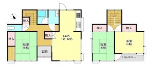 真岡市長田、中古一戸建ての間取り画像です