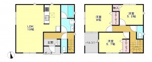 真岡市荒町、新築一戸建ての間取り画像です