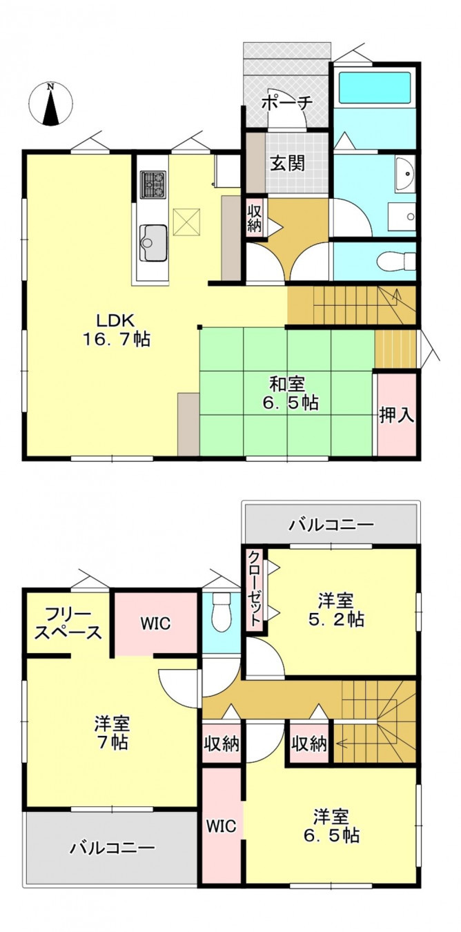 河内郡上三川町しらさぎ、新築一戸建ての間取り画像です