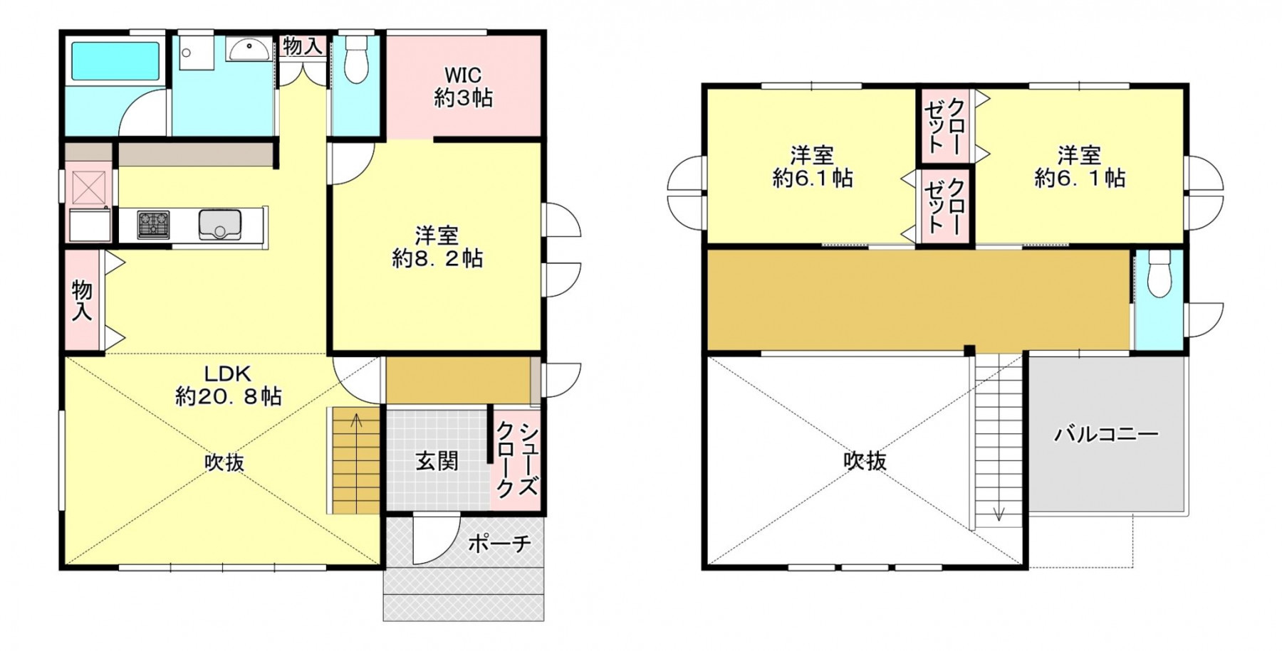 河内郡上三川町上三川、中古一戸建ての間取り画像です