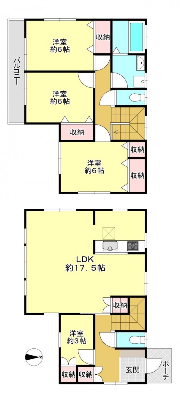 真岡市さくら、中古一戸建ての間取り画像です