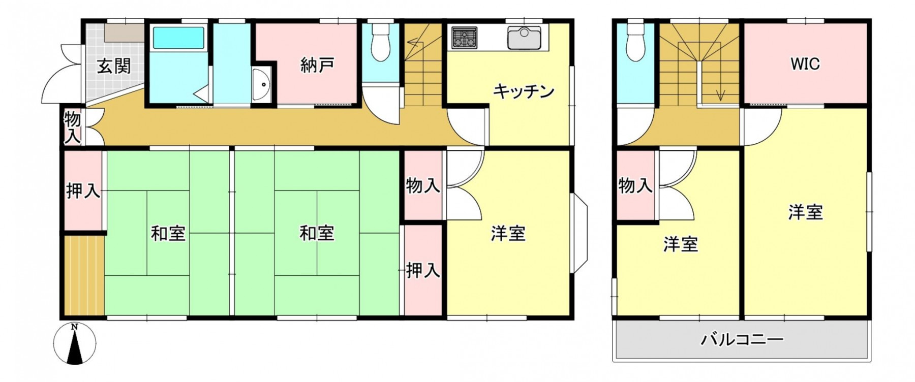 河内郡上三川町天神町、中古一戸建ての間取り画像です