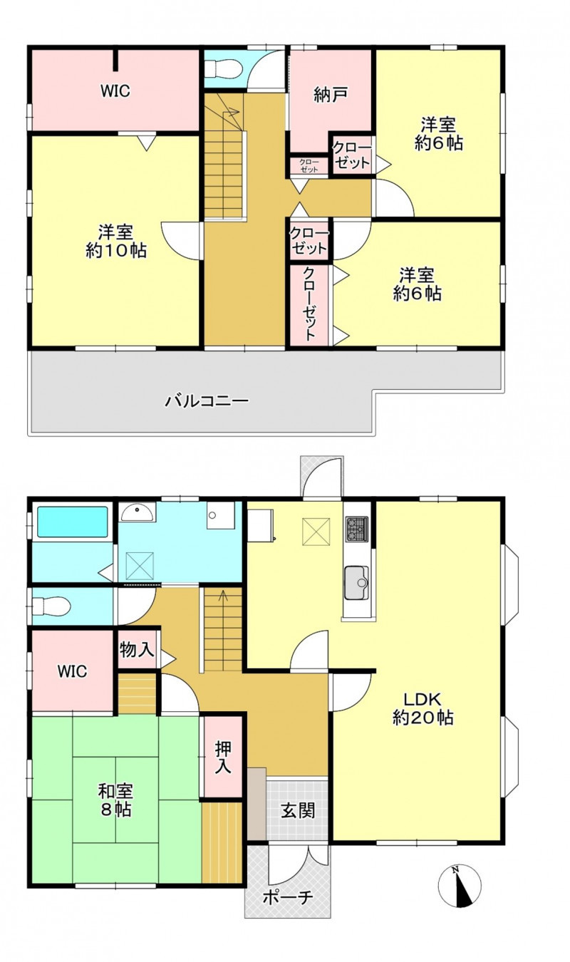 河内郡上三川町ゆうきが丘、中古一戸建ての間取り画像です