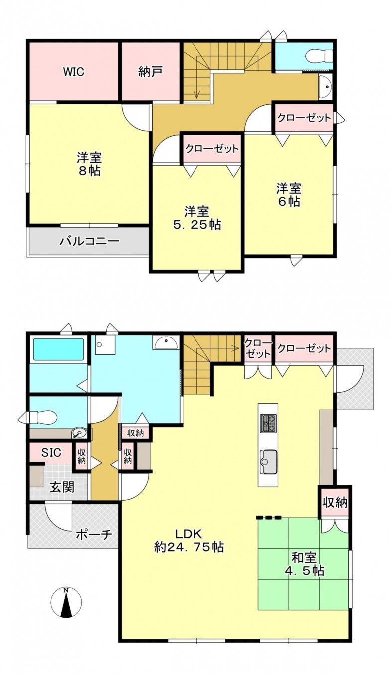 真岡市台町、中古一戸建ての間取り画像です
