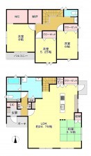 真岡市台町、中古一戸建ての間取り画像です