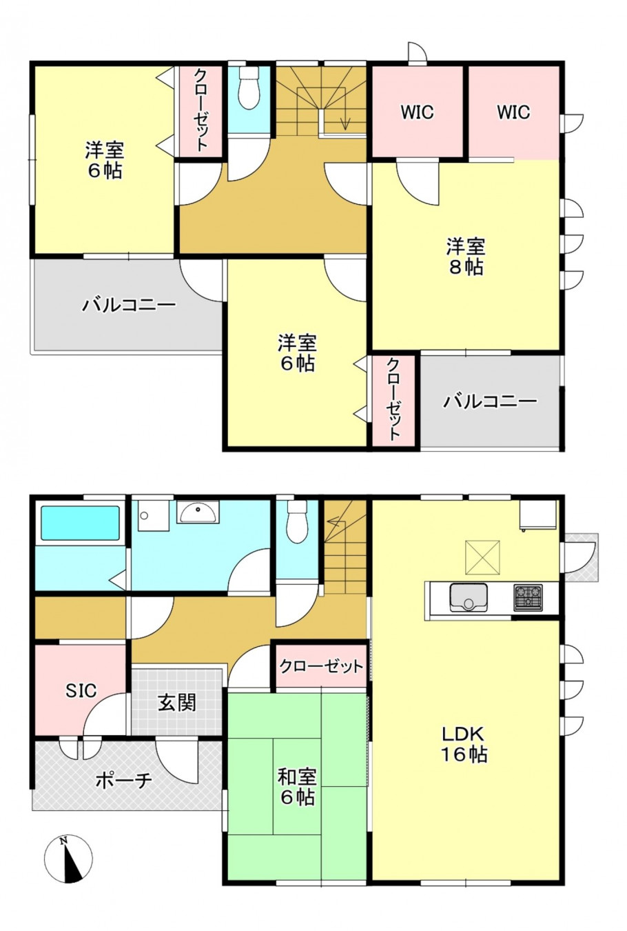 河内郡上三川町上三川、新築一戸建ての間取り画像です