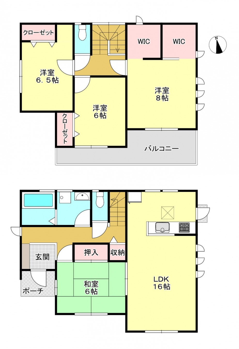 河内郡上三川町上三川、新築一戸建ての間取り画像です