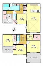 真岡市熊倉町、新築一戸建ての間取り画像です