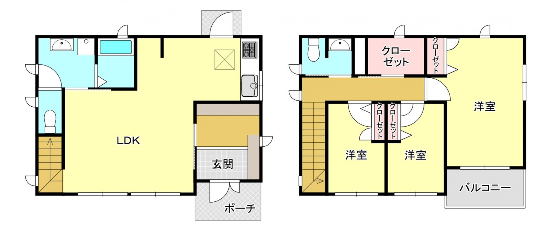 河内郡上三川町西汗、中古一戸建ての間取り画像です