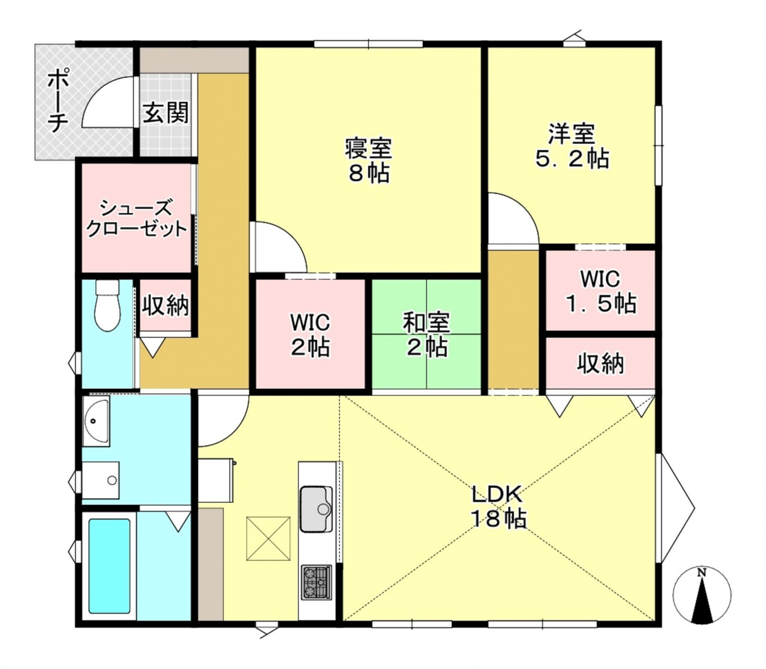 河内郡上三川町石田、新築一戸建ての間取り画像です