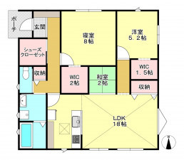 河内郡上三川町石田、新築一戸建ての間取り画像です