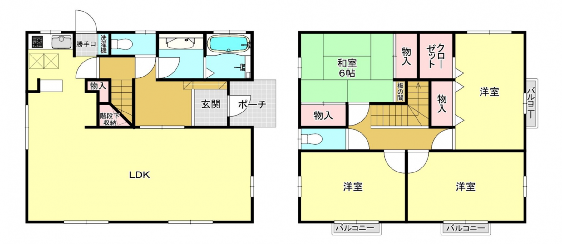 真岡市中、中古一戸建ての間取り画像です