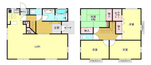 真岡市中、中古一戸建ての間取り画像です
