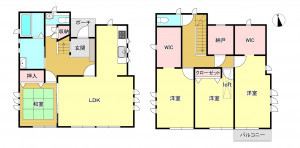 芳賀郡益子町七井中央、中古一戸建ての間取り画像です