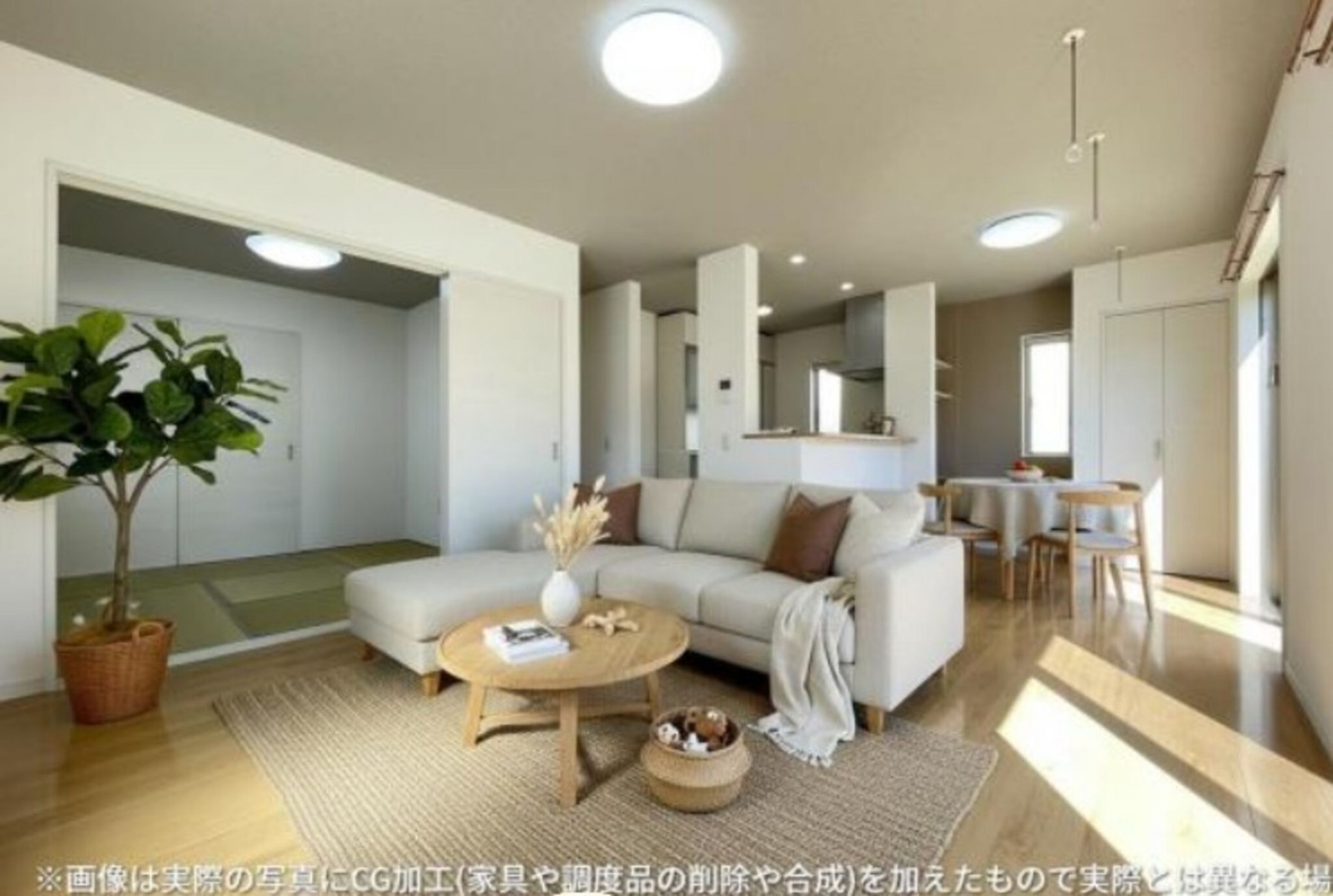 真岡市東光寺、中古一戸建ての居間画像です