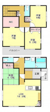 真岡市東光寺、中古一戸建ての間取り画像です
