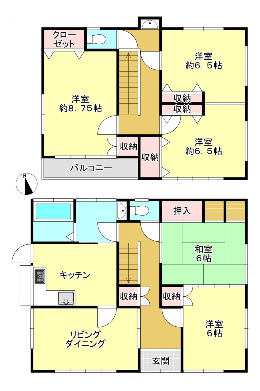 真岡市西田井、中古一戸建ての間取り画像です