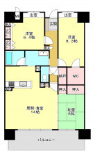 真岡市大谷台町、マンションの間取り画像です