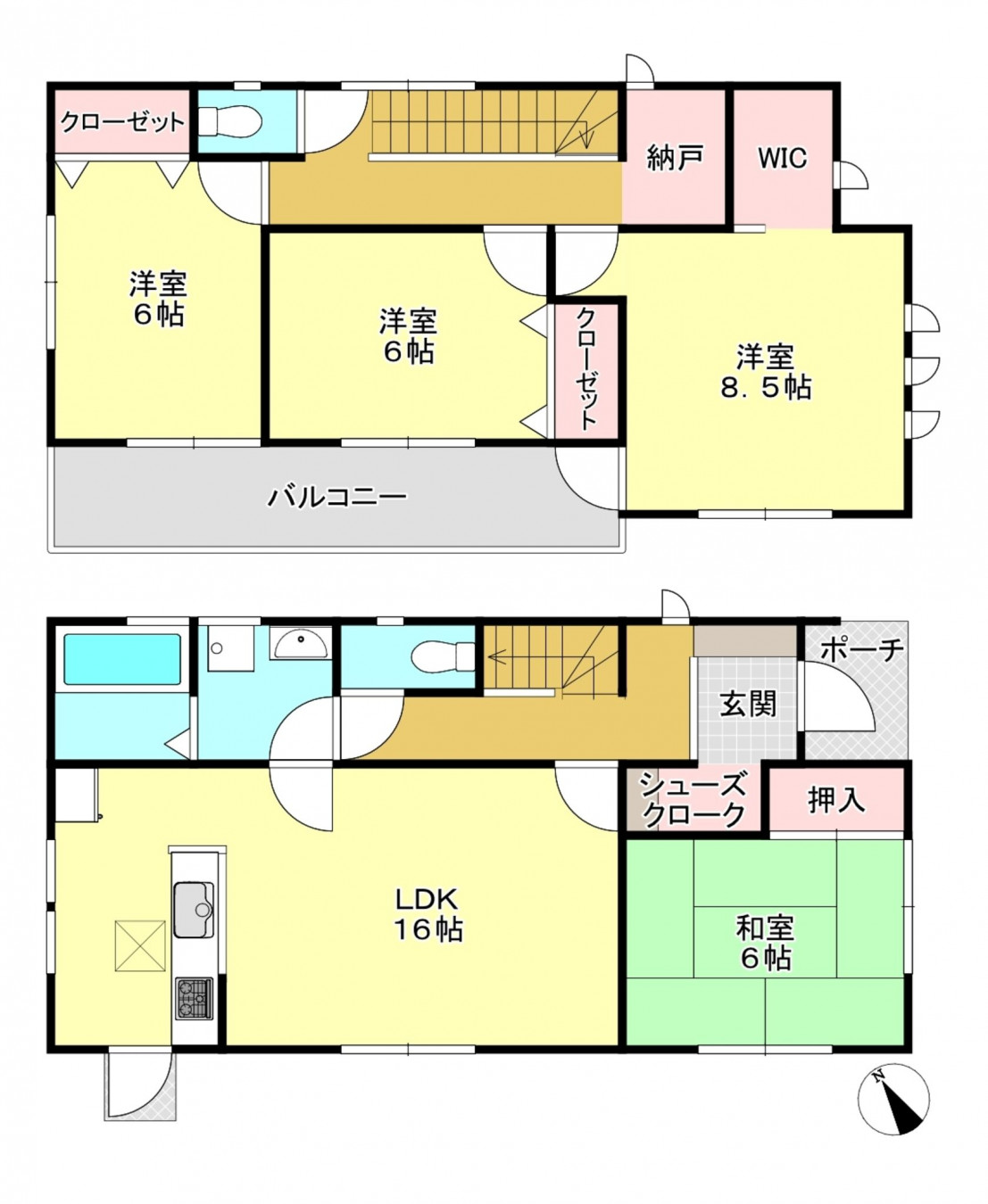 河内郡上三川町上三川、新築一戸建ての間取り画像です