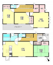 河内郡上三川町上三川、新築一戸建ての間取り画像です