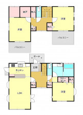 河内郡上三川町しらさぎ、中古一戸建ての間取り画像です