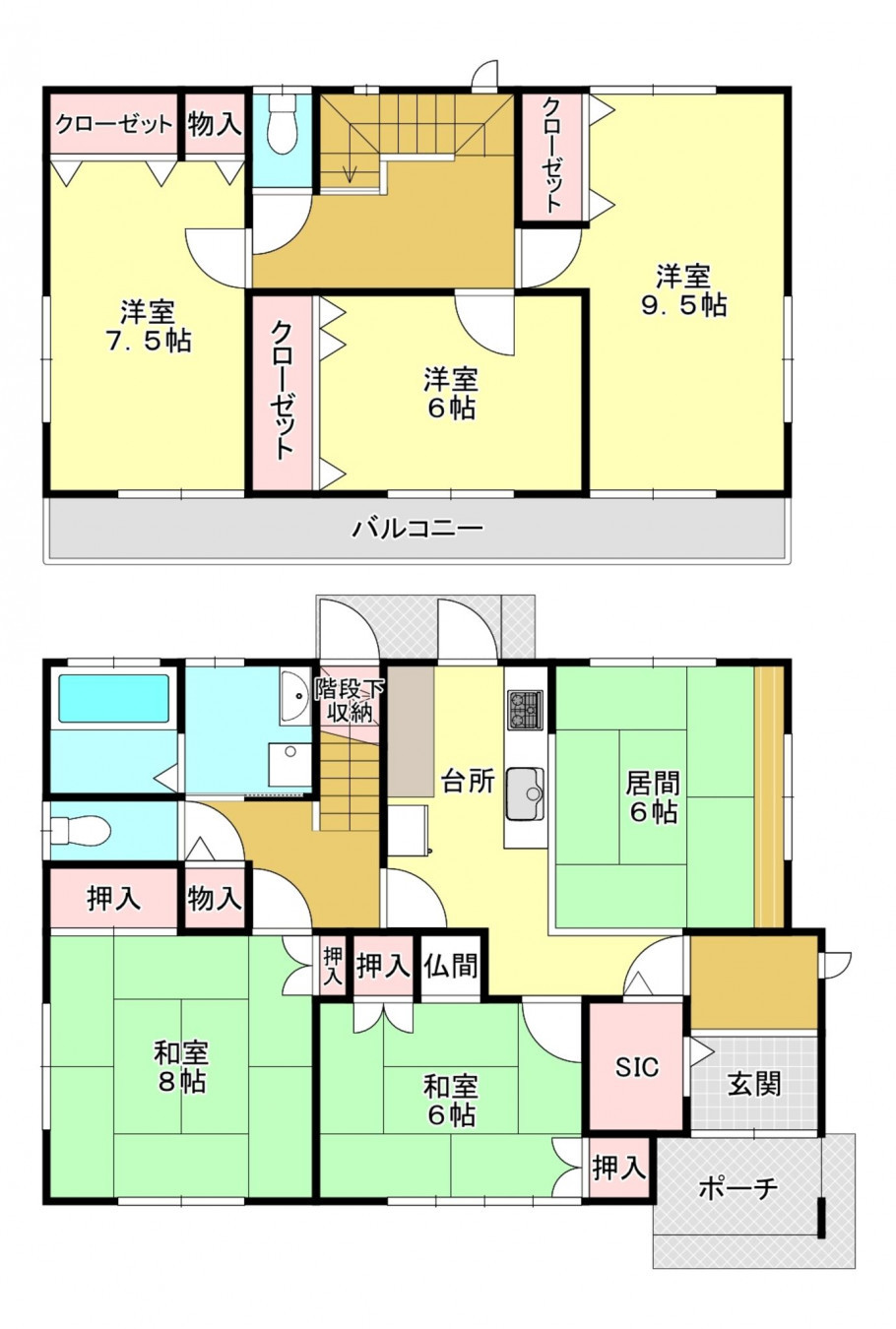 真岡市久下田西、中古一戸建ての間取り画像です