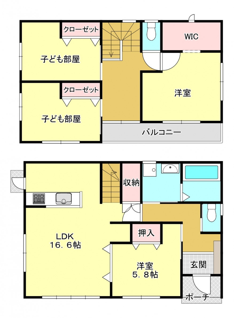 真岡市台町、中古一戸建ての間取り画像です