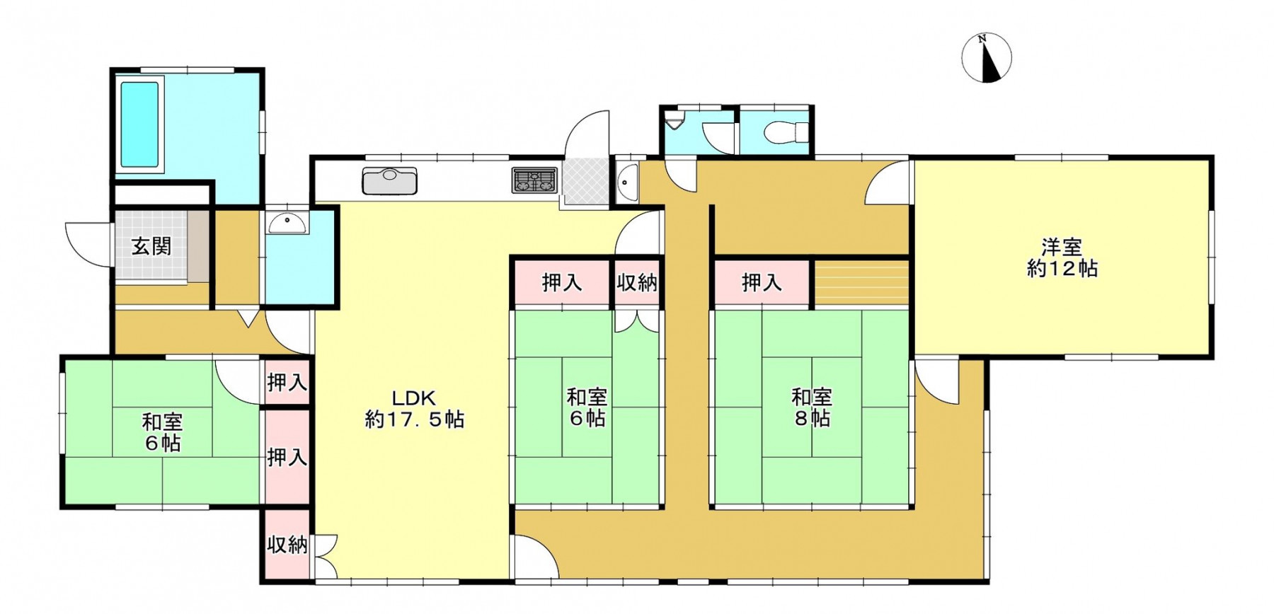 真岡市久下田西、中古一戸建ての間取り画像です