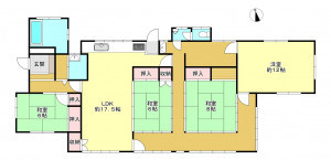 真岡市久下田西、中古一戸建ての間取り画像です