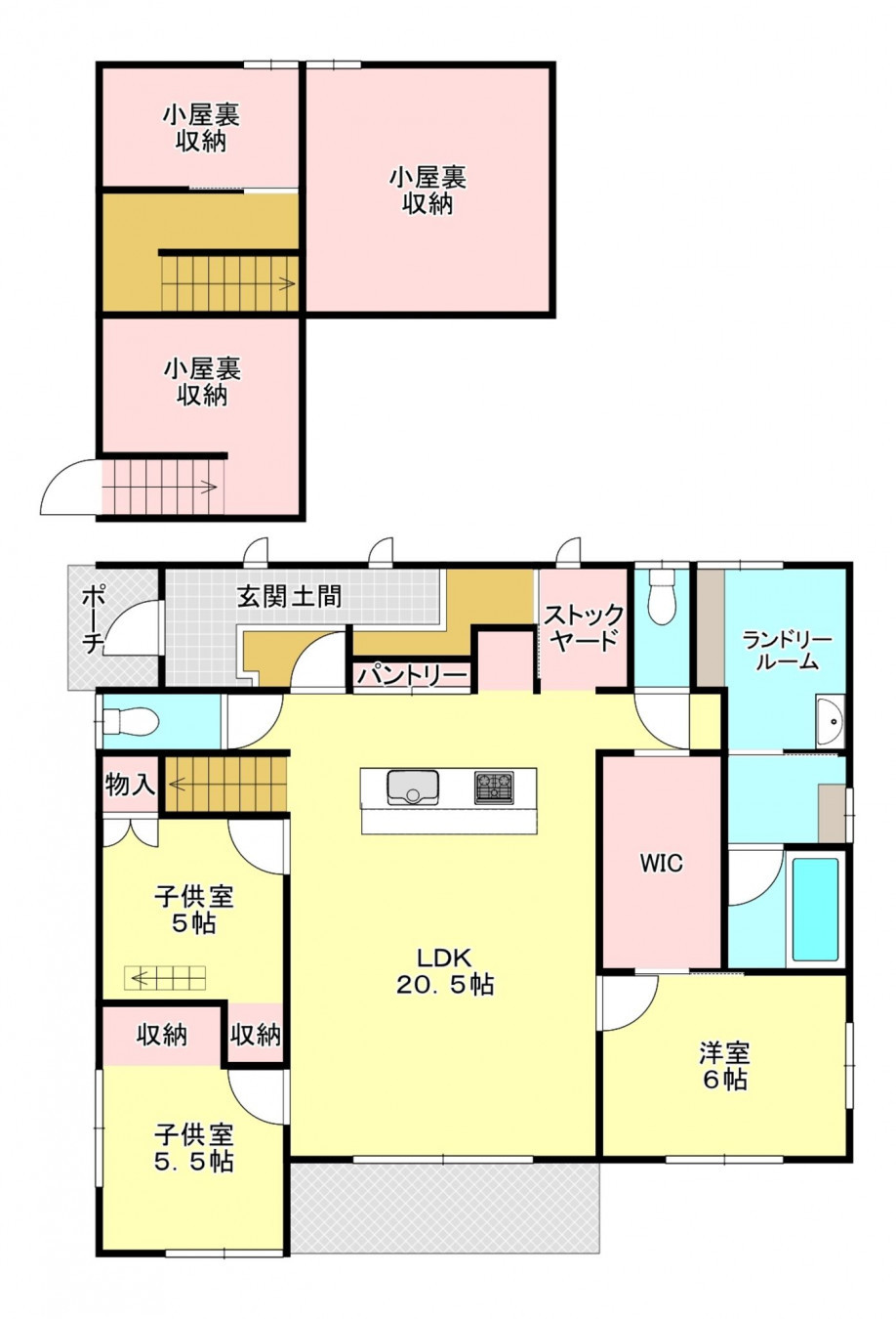 河内郡上三川町上蒲生、中古一戸建ての間取り画像です