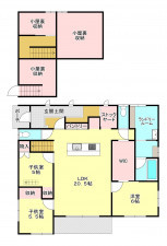 河内郡上三川町上蒲生、中古一戸建ての間取り画像です