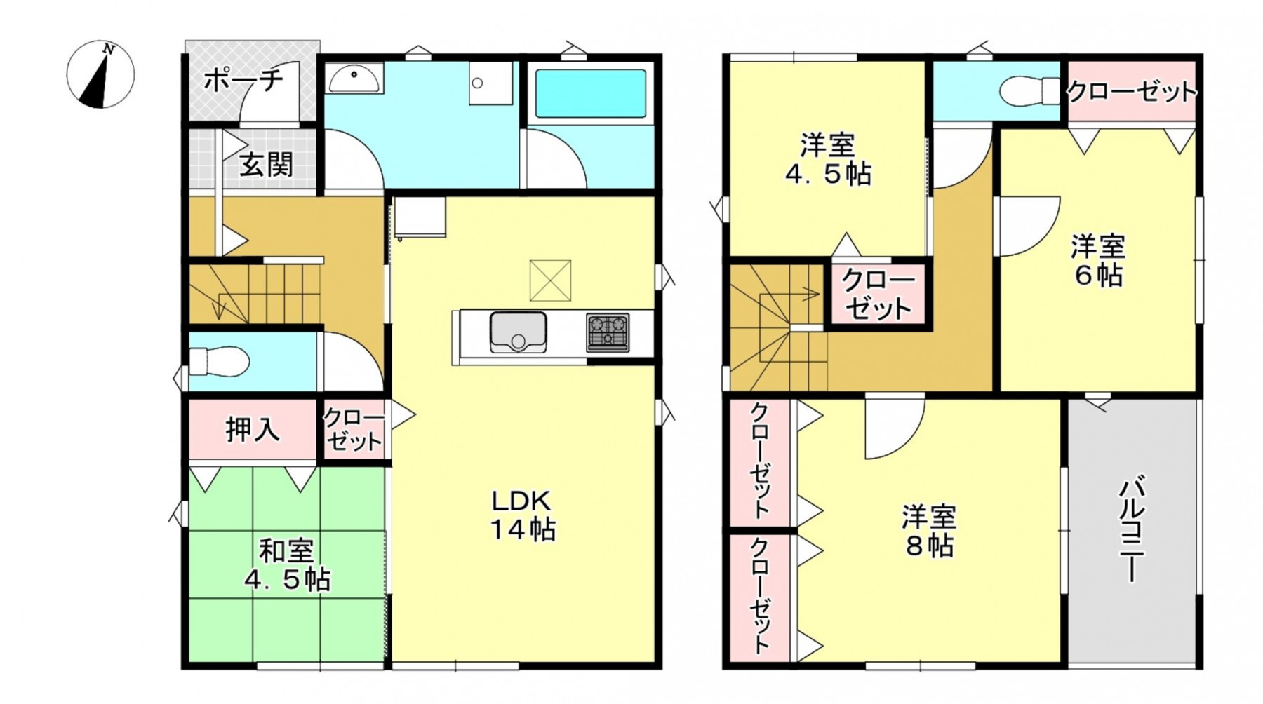 芳賀郡芳賀町大字東水沼、新築一戸建ての間取り画像です