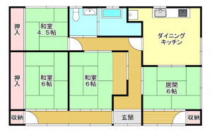 真岡市長田、中古一戸建ての間取り画像です