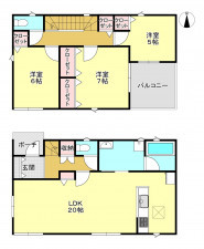 真岡市さくら、新築一戸建ての間取り画像です