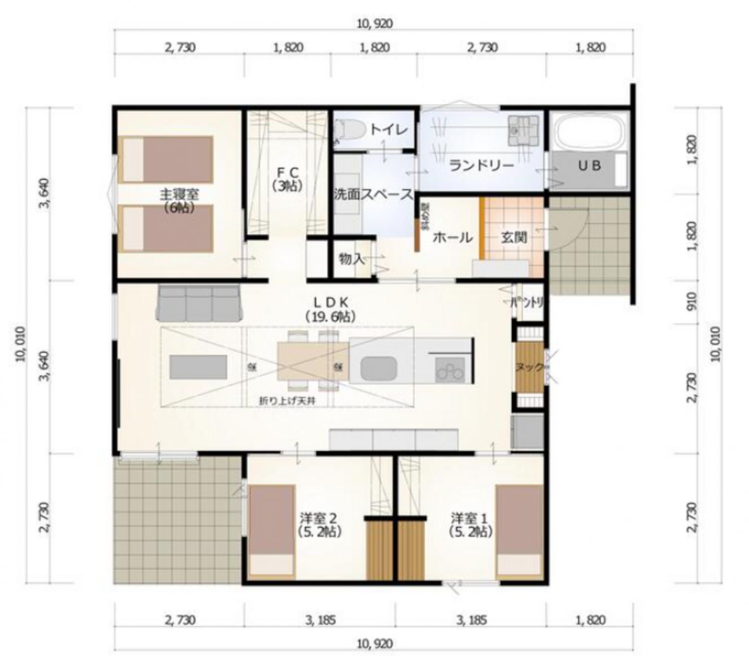 真岡市亀山、新築一戸建ての間取り画像です