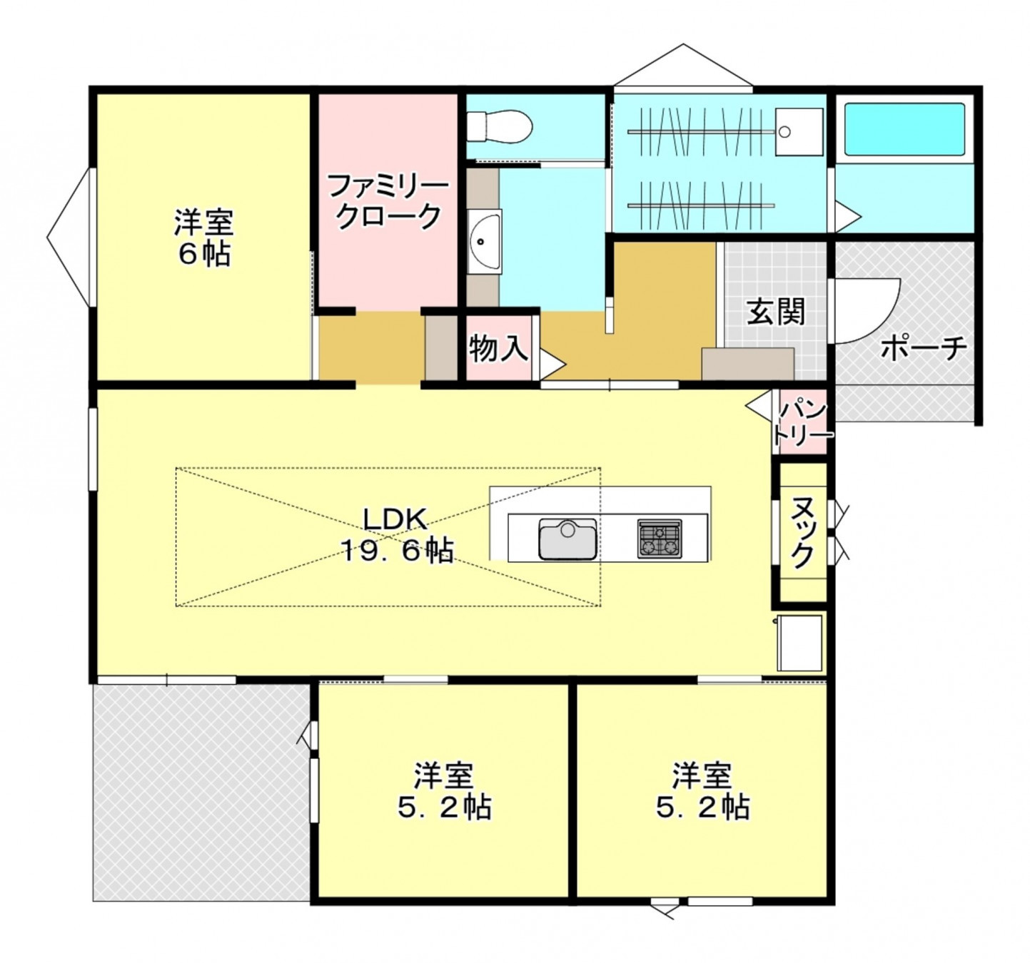 真岡市亀山、新築一戸建ての間取り画像です