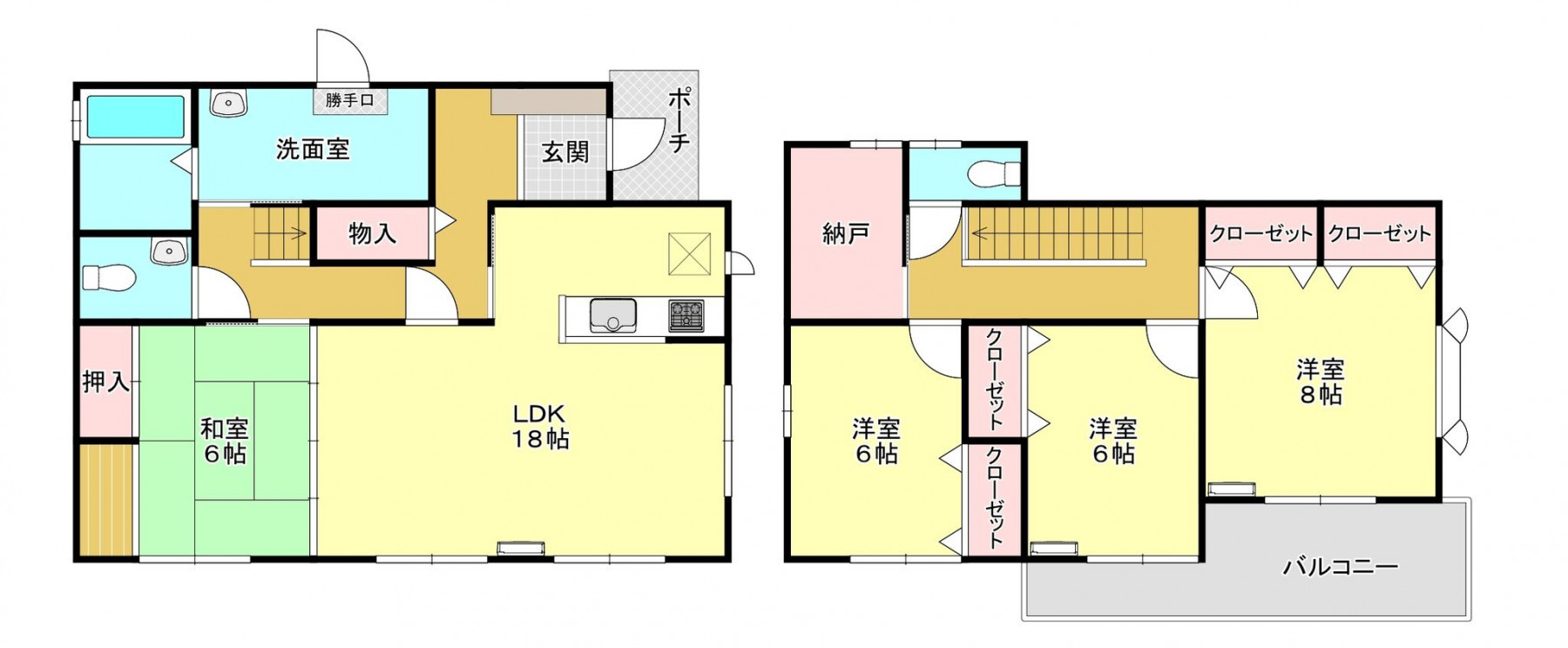 河内郡上三川町ゆうきが丘、中古一戸建ての間取り画像です