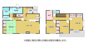 河内郡上三川町ゆうきが丘、中古一戸建ての間取り画像です