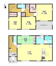 真岡市荒町、新築一戸建ての間取り画像です
