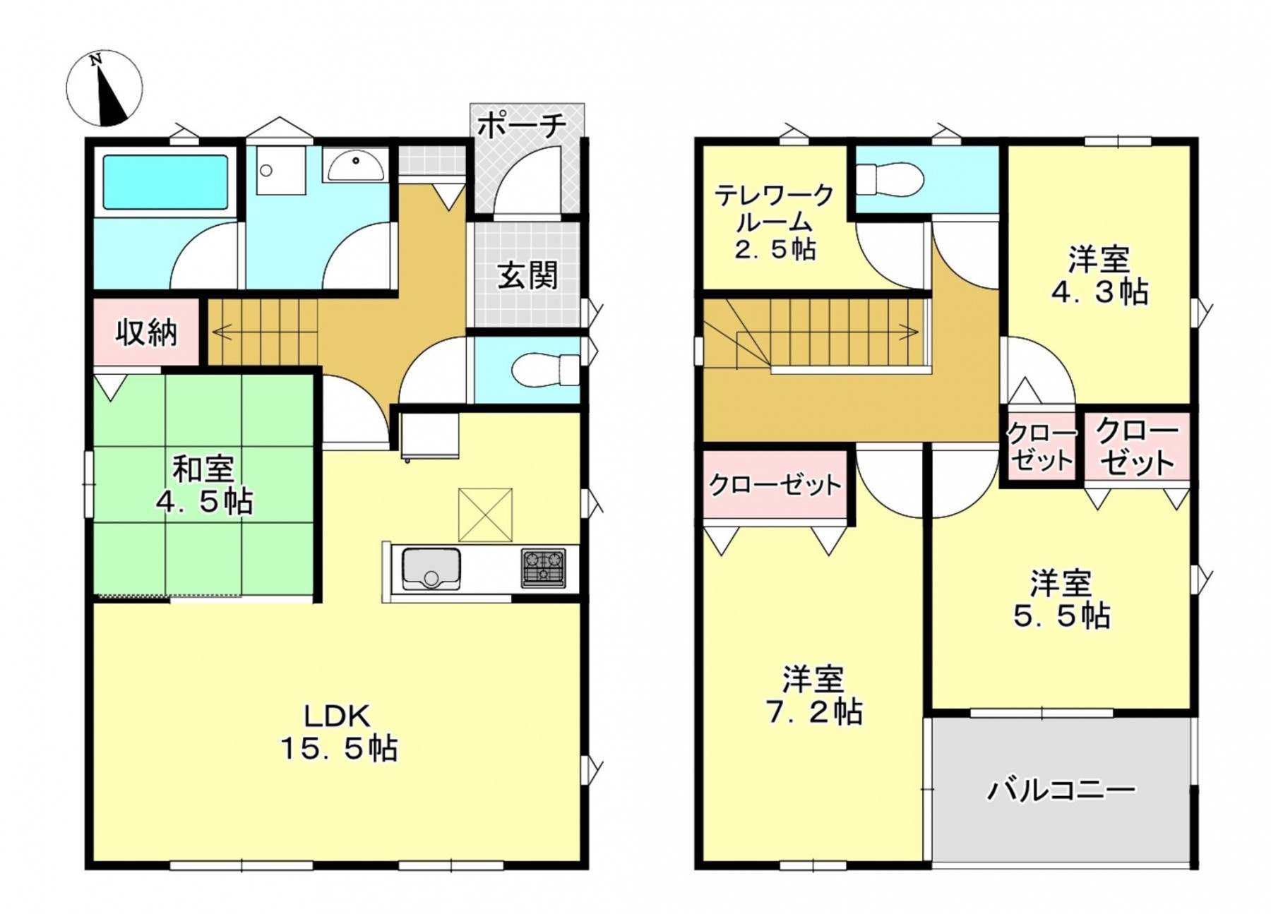 真岡市荒町、新築一戸建ての間取り画像です