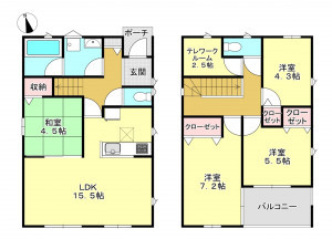 真岡市荒町、新築一戸建ての間取り画像です