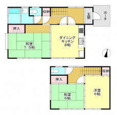 真岡市荒町、中古一戸建ての間取り画像です