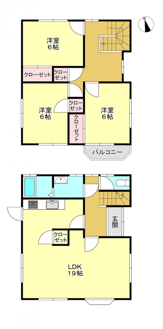 真岡市堀内、中古一戸建ての間取り画像です
