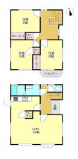 真岡市堀内、中古一戸建ての間取り画像です