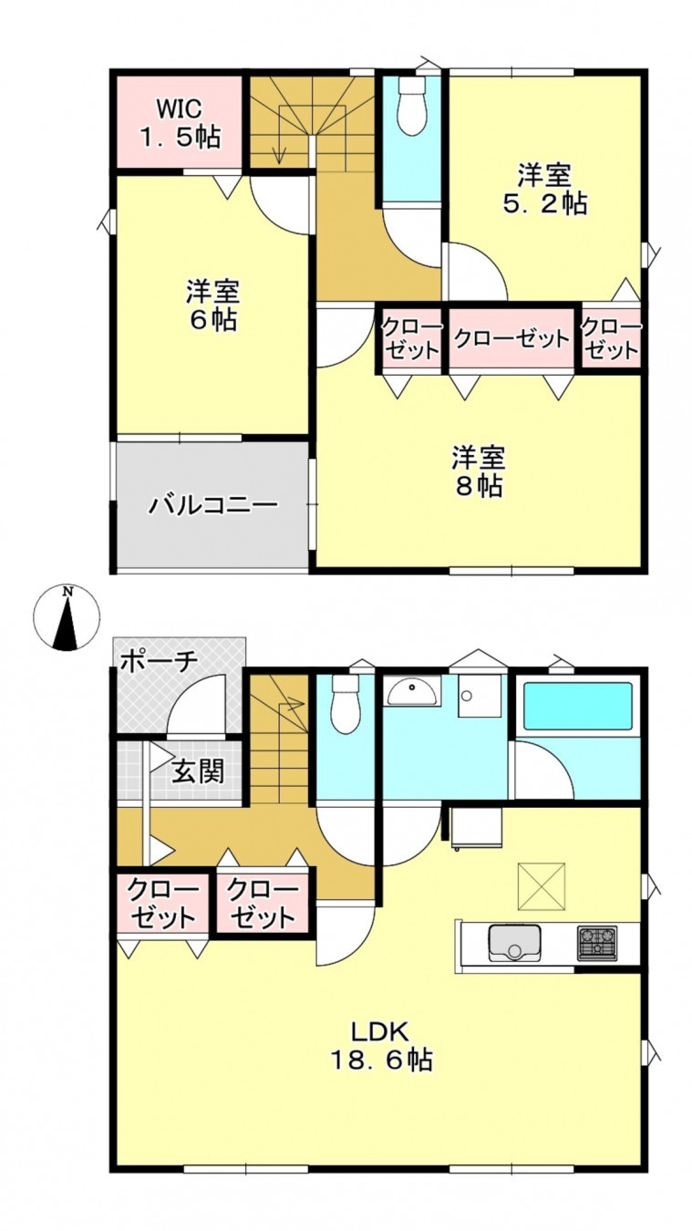 真岡市長田、新築一戸建ての間取り画像です