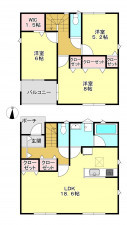 真岡市長田、新築一戸建ての間取り画像です